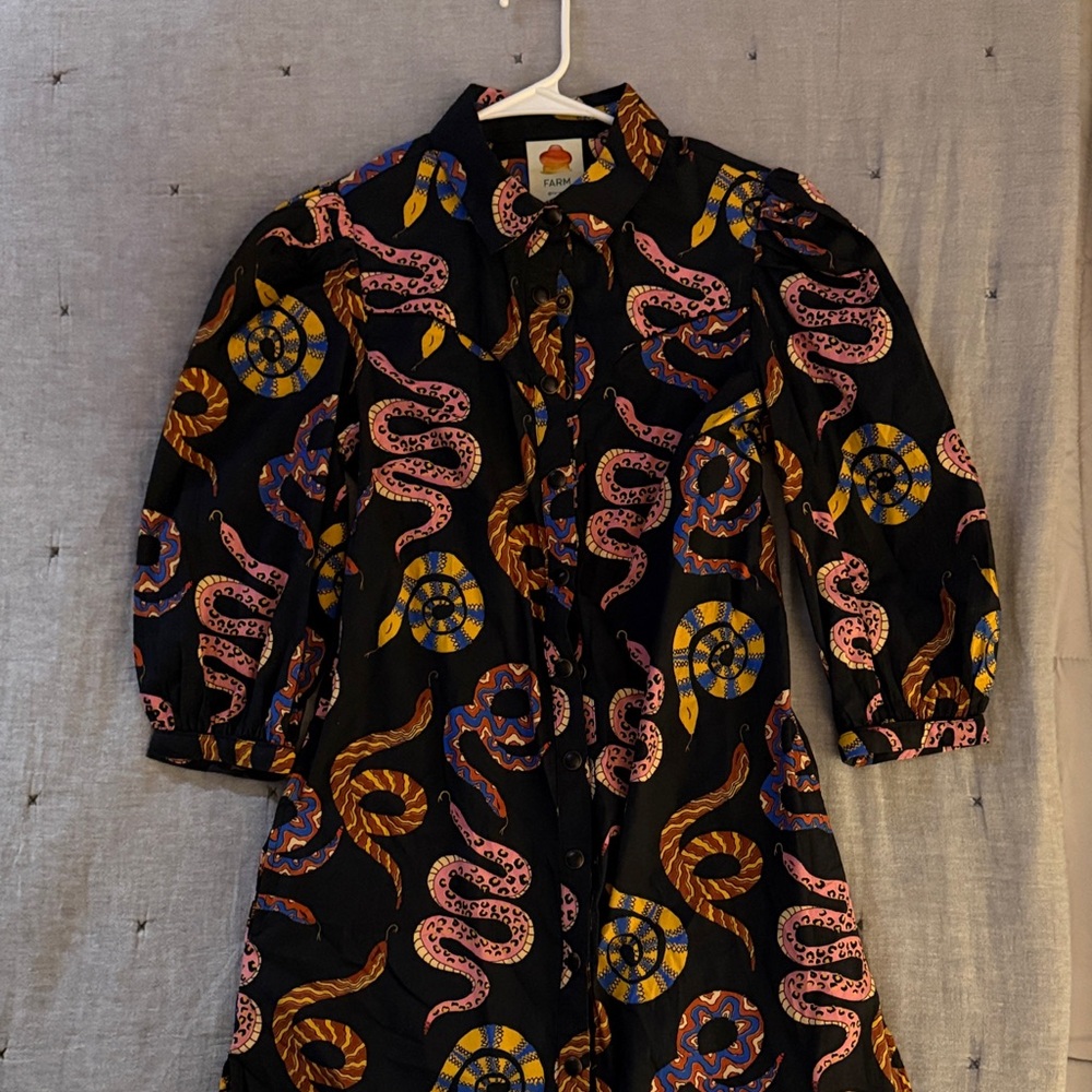 FARM Rio Snake Print Shirt Dress